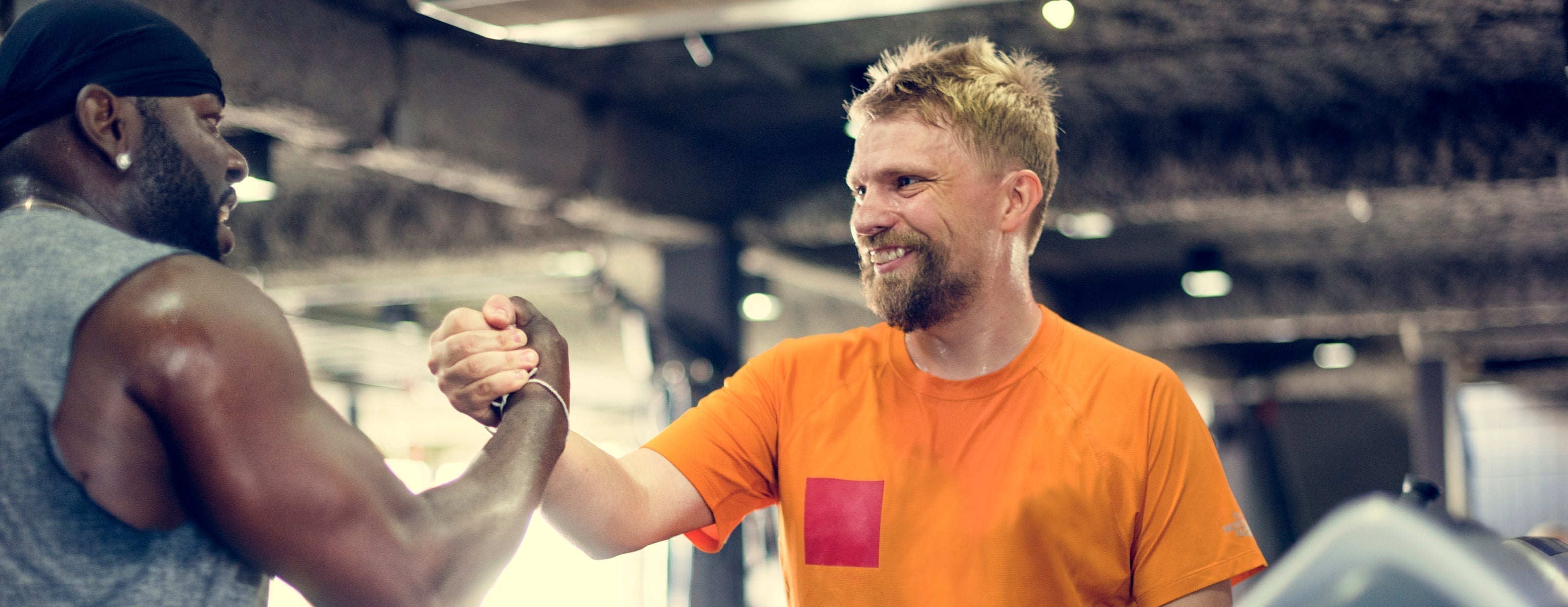Two men arm wrestling