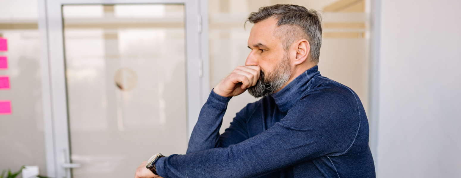 Middle aged man looking concerned