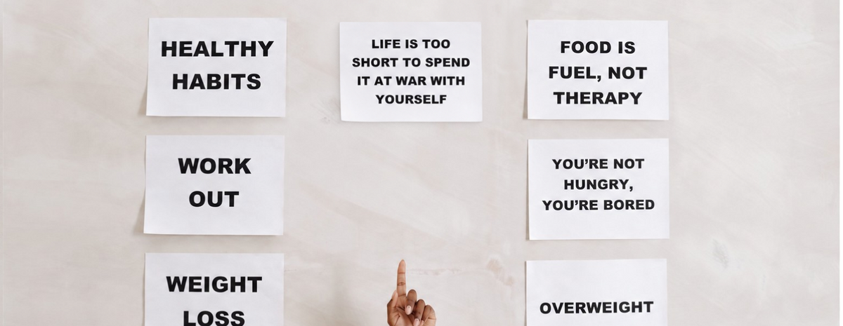 Post it notes listing reasons for losing weight